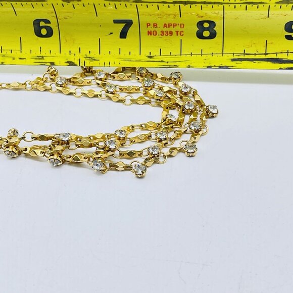 Premier Designs Signed Necklace Gold Tone Crystal Layered Bib - Picture 9 of 9